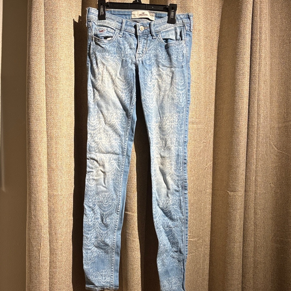 Blue Patterned Skinny Jeans